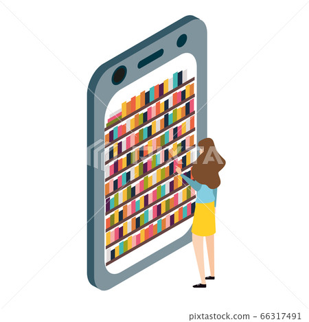 Vector online reading. Reading app for smartphone. E-reading and online library Vector online reading. Reading app for smartphone. E-reading and online library 66317491
