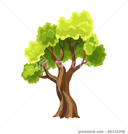 Tree with green leafage. Abstract stylized... - Stock Illustration ...