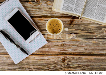 Morning Study with Holy Bible with black coffee Morning Study with Holy Bible with black coffee 66318385