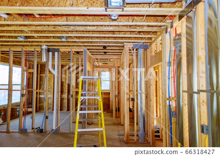 Framed residential home with basic rough plumbing Framed residential home with basic rough plumbing 66318427