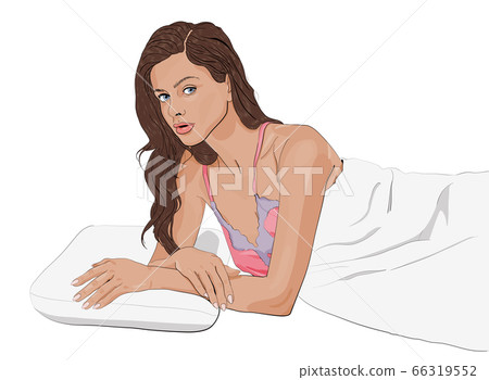 Woman in bed suit lies in her bed Woman in bed suit lies in her bed 66319552