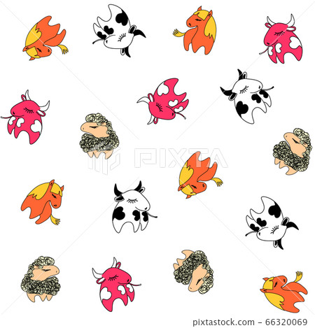 Farm animals seamless pattern with funny vector... - Stock Illustration ...
