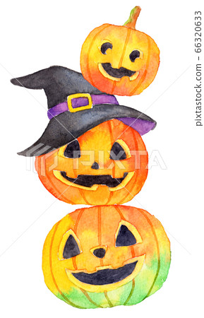 Watercolor_3 Jack O Lanterns lined up vertically Watercolor_3 Jack O Lanterns lined up vertically 66320633