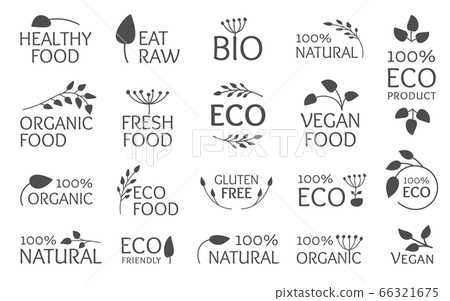 Eco logo black icon natural product vector set 66321675