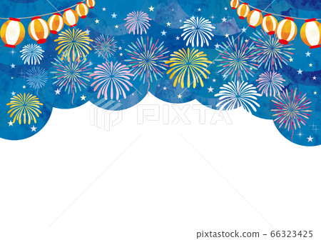 Watercolor style frame of fireworks display 66323425