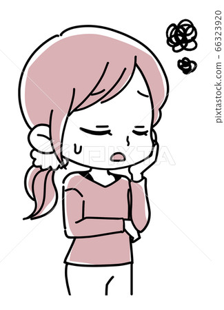 Woman with closed eyes worried 66323920