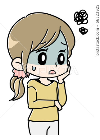 Woman worried about cheeks 3 66323925