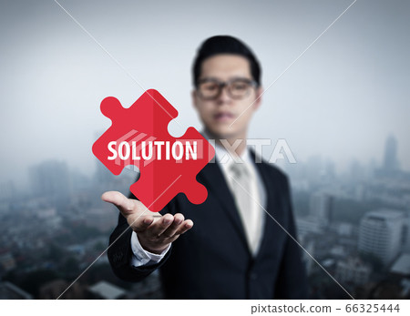 Young businessman choosing business solutions in Young businessman choosing business solutions in 66325444