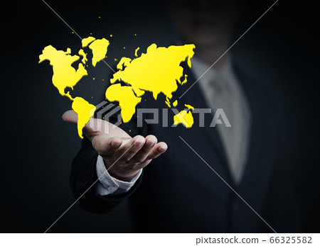 Business Man holding a world. Business, 66325582