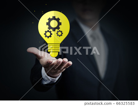 Concept, idea of young businessman with bulb in 66325583