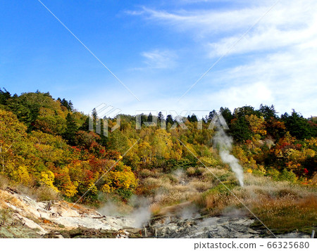 An autumnal dandruff hot spring with a bath 66325680