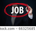Businessman hand writing "JOB" with red marker on 66325685