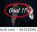 Businessman hand writing "Goal" with red marker on 66325686