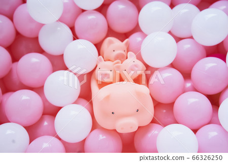 彩球和親子豬玩具 66326250