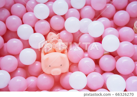 彩球和親子豬玩具 66326270