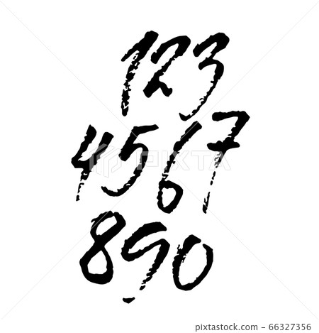 Set of calligraphic ink numbers. Dry brush lettering. Vector illustration. Set of calligraphic ink numbers. Dry brush lettering. Vector illustration. 66327356
