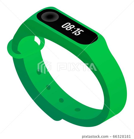 Green fitness tracker icon, isometric style Green fitness tracker icon, isometric style 66328181
