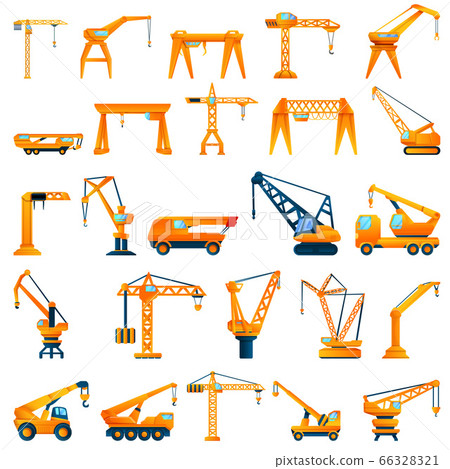 Crane icons set, cartoon style 66328321