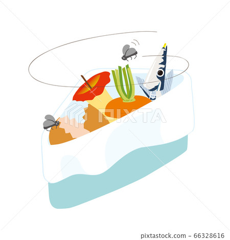 Illustration of flies flocking to garbage 66328616