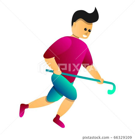 Fast field hockey player icon, cartoon style Fast field hockey player icon, cartoon style 66329109