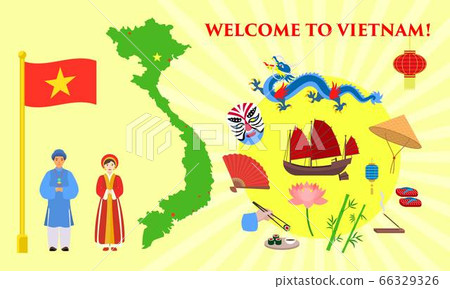 Welcome to Vietnam concept banner, flat style 66329326