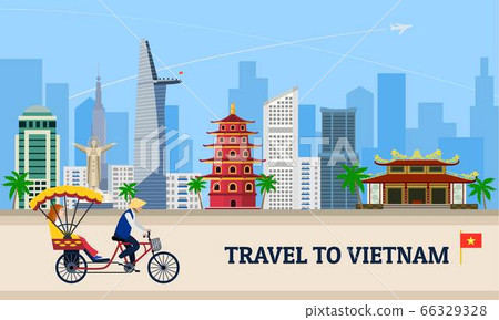 Travel to Vietnam concept banner, flat style Travel to Vietnam concept banner, flat style 66329328
