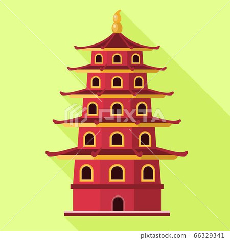 Vietnam red building icon, flat style 66329341