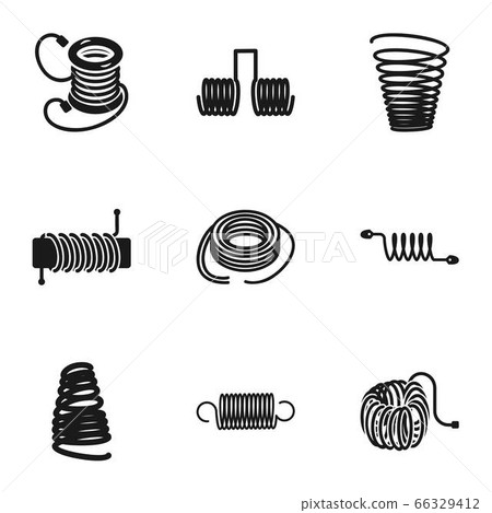Metal spring icon set, simple style Metal spring icon set, simple style 66329412
