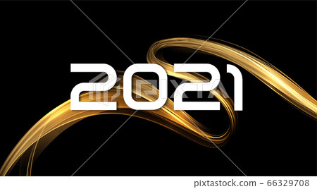 2021 New Year Abstract shiny color gold wave design element 66329708