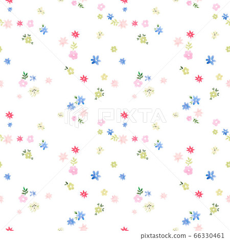 Seamless floral pattern with small cute flowers on light beige