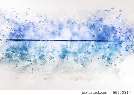 Abstract colorful mountain peak and sea water on watercolor illustration painting background. 66330514