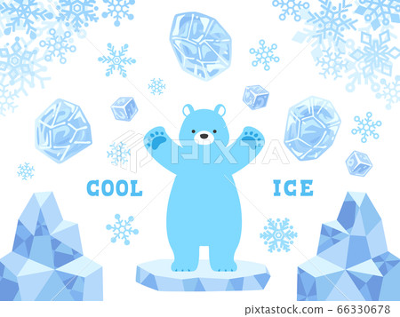 北極熊，冰和雪花的插圖集 66330678