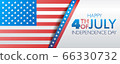 Fourth of July Independence day banner or website header vector template with US flag 66330732