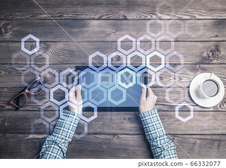 Concept of social communication and networking with social connection concept 66332077