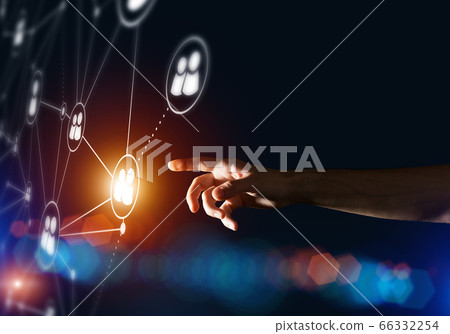 Creating modern wireless technologies as means of communucation and networking on dark background 66332254