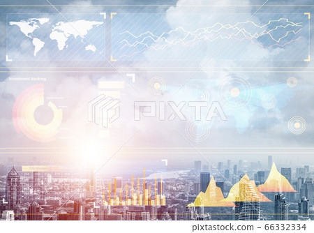 Double exposure business concept with graphics 66332334
