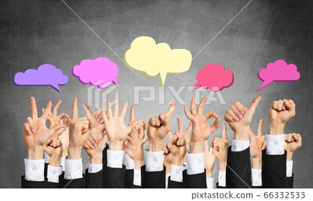 Set of hand gestures and icons Set of hand gestures and icons 66332533
