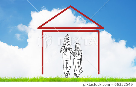 Happy family in house 66332549