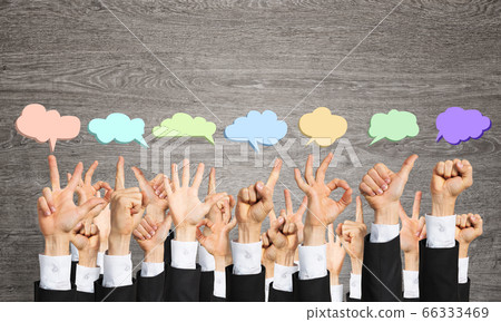 Set of hand gestures and icons Set of hand gestures and icons 66333469