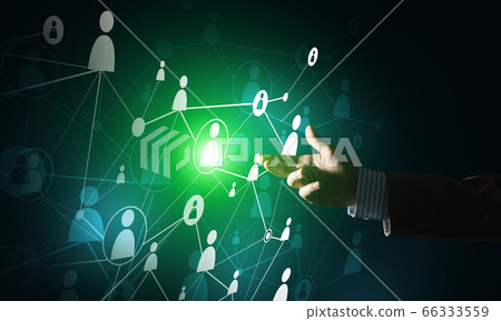 Creating modern wireless technologies as means of communucation and networking on dark background Creating modern wireless technologies as means of communucation and networking on dark background 66333559