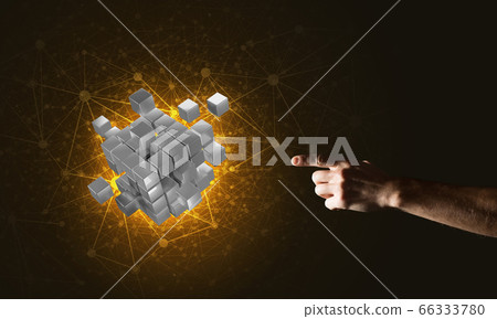 Idea of new technologies and integration presented by cube figure 66333780