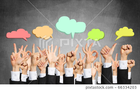 Set of hand gestures and icons Set of hand gestures and icons 66334203