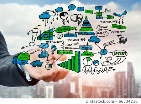 Man sketching business ideas 66334216