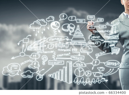Woman sketching business ideas 66334400