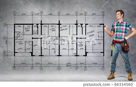 Guy engineer sketching his ideas Guy engineer sketching his ideas 66334560