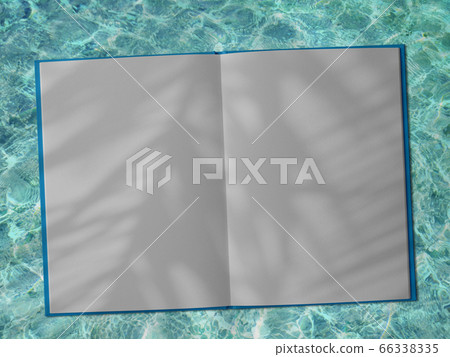 Image of water surface and pool and shadow of palm on white plain book Image of water surface and pool and shadow of palm on white plain book 66338335