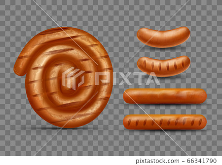 Realistic vector of meat grill sausages set 66341790
