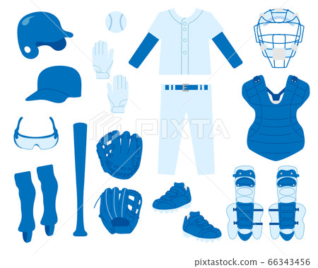 Baseball equipment illustration set / blue 66343456