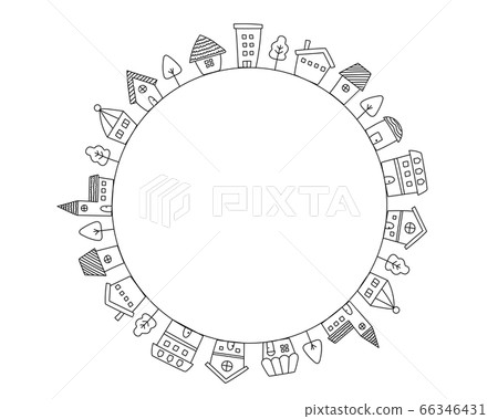 手繪城市景觀插圖/房屋/背景一套 66346431