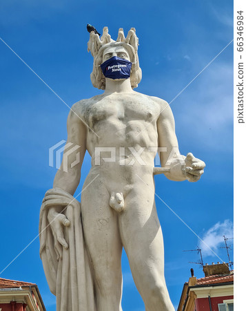 Apollo Statue With Surgical Mask In Nice 66346984